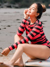 Long sleeve Stripe printing swimsuit