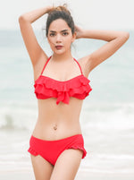 Double ruffle top swimsuit set